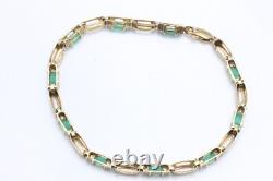 9ct Yellow Gold Emerald & Diamond 7 1\2 Inch Bracelet 6.2g 1541021 G