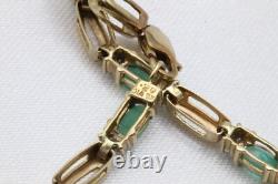 9ct Yellow Gold Emerald & Diamond 7 1\2 Inch Bracelet 6.2g 1541021 G