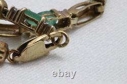 9ct Yellow Gold Emerald & Diamond 7 1\2 Inch Bracelet 6.2g 1541021 G