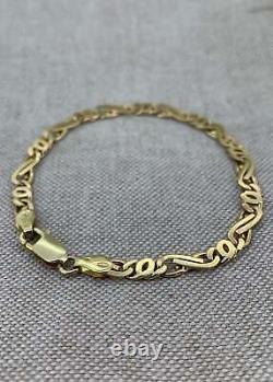 9ct Yellow Gold Fancy Curb Chain Bracelet 7.5
