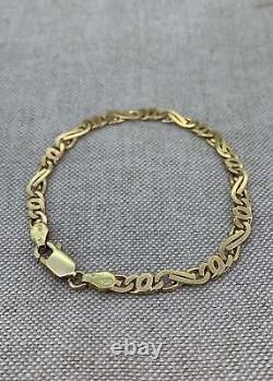 9ct Yellow Gold Fancy Curb Chain Bracelet 7.5