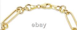 9ct Yellow Gold Fancy Figaro Link Bracelet 7.5 inches / 19cm x 6.5mm