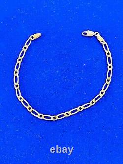 9ct Yellow Gold Figaro Bracelet 7 Inches U. K. Hallmarked