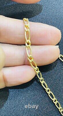 9ct Yellow Gold Figaro Bracelet 7 Inches U. K. Hallmarked