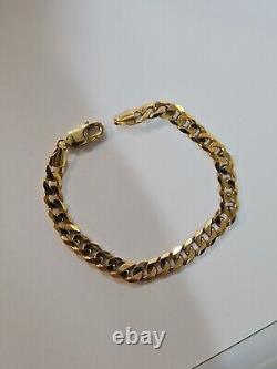 9ct Yellow Gold Flat Curb Bracelet, 7.5 Inches