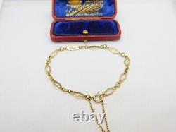 9ct Yellow Gold Floral Link Chain Bracelet Vintage c1970 8 Length