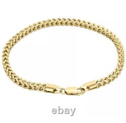 9ct Yellow Gold Franco Bracelet, 2.5mm Width, 7in Length, 4.6g Hallmarked