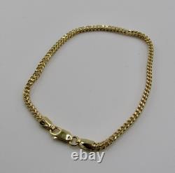 9ct Yellow Gold Franco Bracelet, 2.5mm Width, 7in Length, 4.6g Hallmarked
