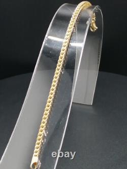9ct Yellow Gold Franco Bracelet 3mm 7.5 British Hallmarked
