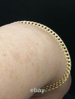 9ct Yellow Gold Franco Bracelet 3mm 7.5 British Hallmarked