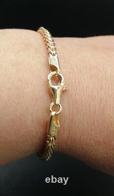 9ct Yellow Gold Franco Bracelet 3mm 7.5 British Hallmarked