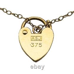 9ct Yellow Gold Gate Bracelet & Heart Padlock With Safety Chain Hallmarked