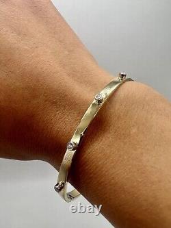 9ct Yellow Gold Gem Set Hinged Love Bangle 7 INCH Fully Hallmarked & Boxed