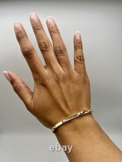 9ct Yellow Gold Gem Set Hinged Love Bangle 7 INCH Fully Hallmarked & Boxed