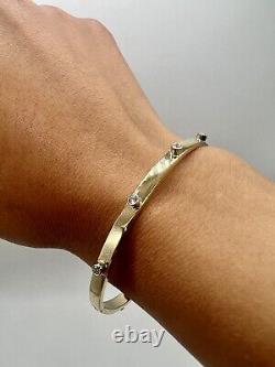 9ct Yellow Gold Gem Set Hinged Love Bangle 7 INCH Fully Hallmarked & Boxed