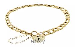 9ct Yellow Gold Heart Padlock Charm Bracelet 7.5 inch