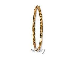 9ct Yellow Gold High Shine Twisted Bangle Fig Of 8 Catch Hallmarked