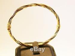9ct Yellow Gold High Shine Twisted Bangle Fig Of 8 Catch Hallmarked