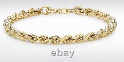 9ct Yellow Gold Hollow Rope Bracelet 7