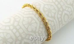 9ct Yellow Gold Hollow Rope Chain Bracelet 19cm / 7.5 inch