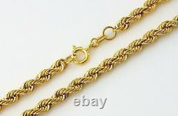 9ct Yellow Gold Hollow Rope Chain Bracelet 19cm / 7.5 inch