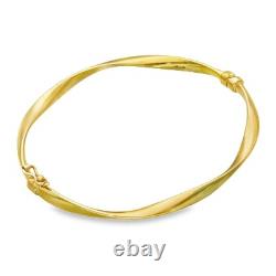 9ct Yellow Gold Hollow Twist Bangle 17.5cm 3.4g