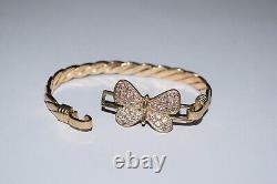 9ct Yellow Gold Kids Bangle with Clear & Pink Cubic Zirconias