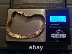 9ct Yellow Gold Ladies 8 Inches Brick Link Bracelet weighs 10.20 grams 8mm width