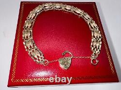 9ct Yellow Gold Ladies Bar Gate Bracelet 18cm (7) Hallmarked Perfect Gift