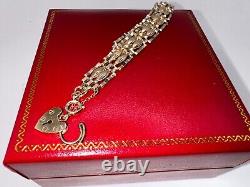 9ct Yellow Gold Ladies Bar Gate Bracelet 18cm (7) Hallmarked Perfect Gift