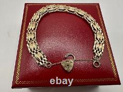 9ct Yellow Gold Ladies Bar Gate Bracelet 18cm (7) Hallmarked Perfect Gift