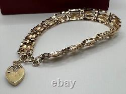 9ct Yellow Gold Ladies Bar Gate Bracelet 18cm (7) Hallmarked Perfect Gift