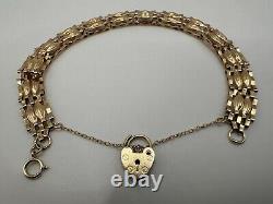 9ct Yellow Gold Ladies Bar Gate Bracelet 18cm (7) Hallmarked Perfect Gift