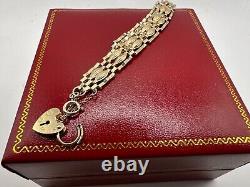 9ct Yellow Gold Ladies Bar Gate Bracelet 18cm (7) Hallmarked Perfect Gift