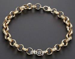 9ct Yellow Gold Ladies Belcher Bracelet 7.5 inch 8mm Width