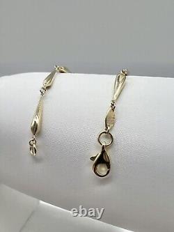 9ct Yellow Gold Ladies Bracelet 3.2mm Wide Elongated Teardrop Links Boxed