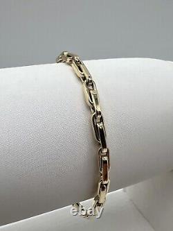 9ct Yellow Gold Ladies Bracelet 4mm Wide With Interlocking Belcher Links & Box