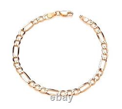 9ct Yellow Gold Ladies Figaro Curb Bracelet 4.5mm UK Hallmarked 7.5 INCH
