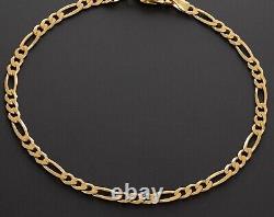 9ct Yellow Gold Ladies Figaro Curb Bracelet 4mm Width UK Hallmarked