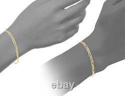 9ct Yellow Gold Ladies Figaro Curb Bracelet 4mm Width UK Hallmarked