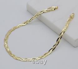 9ct Yellow Gold Ladies Knitted Snake Bracelet 4mm 7.5 INCH Brand New