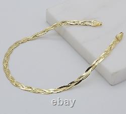 9ct Yellow Gold Ladies Knitted Snake Bracelet 4mm 7.5 INCH Brand New