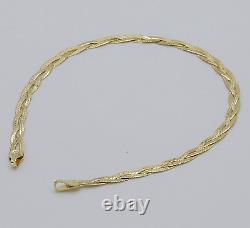 9ct Yellow Gold Ladies Knitted Snake Bracelet 4mm 7.5 INCH Brand New