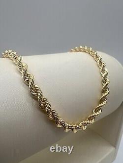 9ct Yellow Gold Ladies Rope Bracelet 4.3mm Wide Full UK Hallmark & Boxed