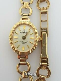 9ct Yellow Gold Ladies Sovereign Quartz Watch Hallmarked 375 Preloved