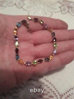 9ct Yellow Gold & Natural Coloured Gem Stone Bracelet