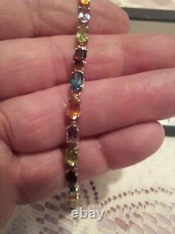 9ct Yellow Gold & Natural Coloured Gem Stone Bracelet