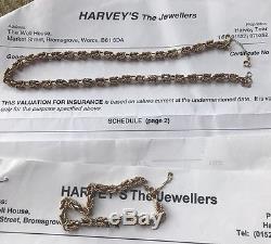 9ct Yellow Gold Necklace and Bracelet, Bicentennial link. 37.4g. Hallmarked