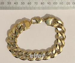 9ct Yellow Gold On 925 Sterling Silver Huge Chunky Curb Chain Bracelet Heavy 94g