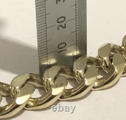9ct Yellow Gold On 925 Sterling Silver Huge Chunky Curb Chain Bracelet Heavy 94g